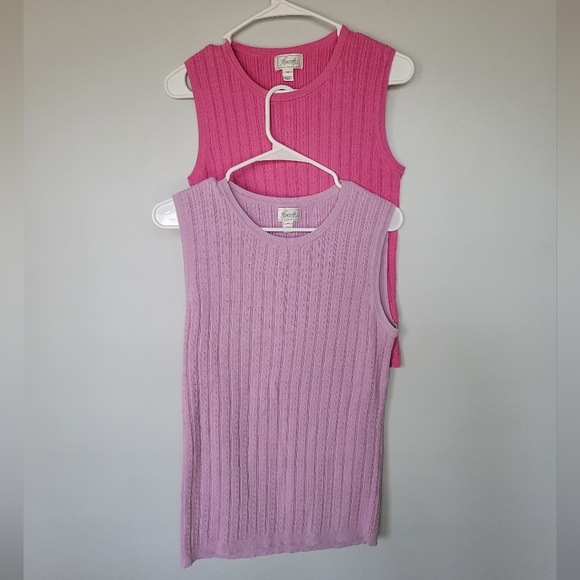 Foxcroft Tops - Foxcroft Set of Two Pink & Purple Cable Knit Sleeveless Sweater Vests SZ M